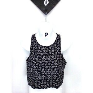 Aeropostale Y2K Cropped Black & White Floral Print Tank Top Size XL